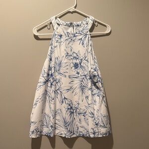 Cupshe Blue and White Floral Halter Blouse